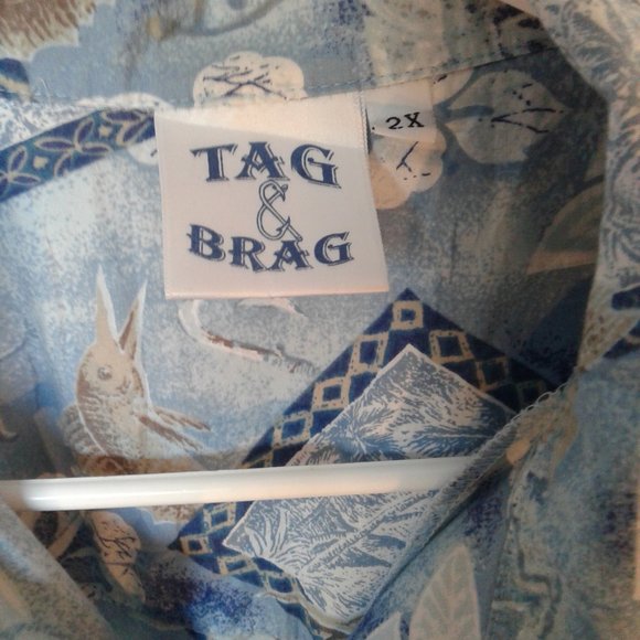 Mens 2XL fishing/hawaiian short sleeve shirt TAG & BRAG brand - Picture 2 of 9